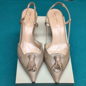 Kate Spade Beige Tassel Slingback Heels